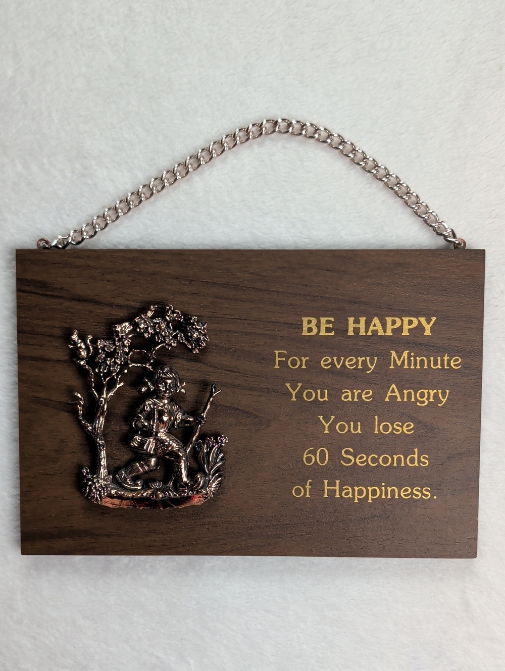Vintage 70s A&F "Be Happy" Plaque | 3D Copper Relief | Made in Canada